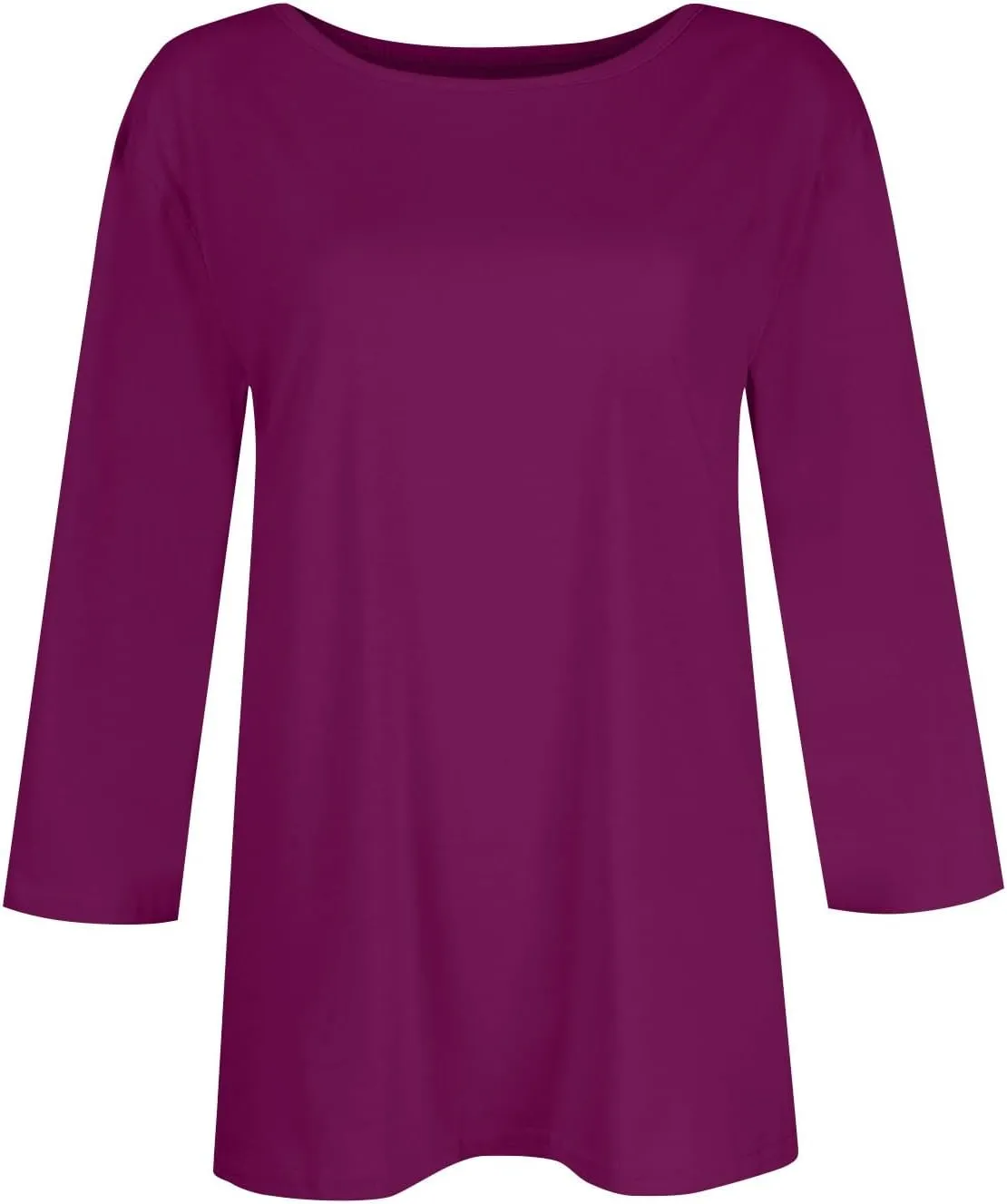 3/4 Length Sleeve Womens Tops Casual Loose Fit Crewneck T Shirts Cute Solid Three Quarter Length Tunic Tops