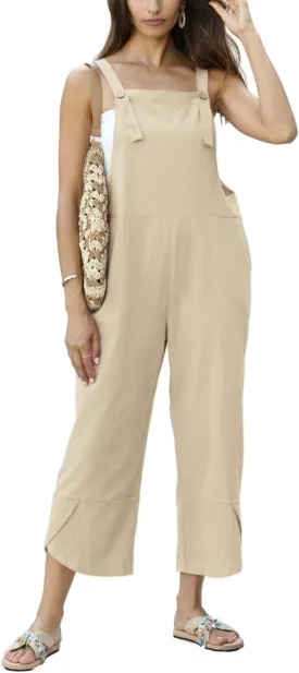 AMEBELLE Women's Sleeveless Cotton Linen Overalls Rompers Baggy Wide Leg Jumpsuits