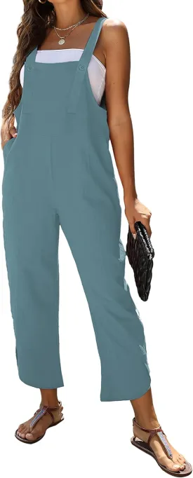 AMEBELLE Women's Sleeveless Cotton Linen Overalls Rompers Baggy Wide Leg Jumpsuits