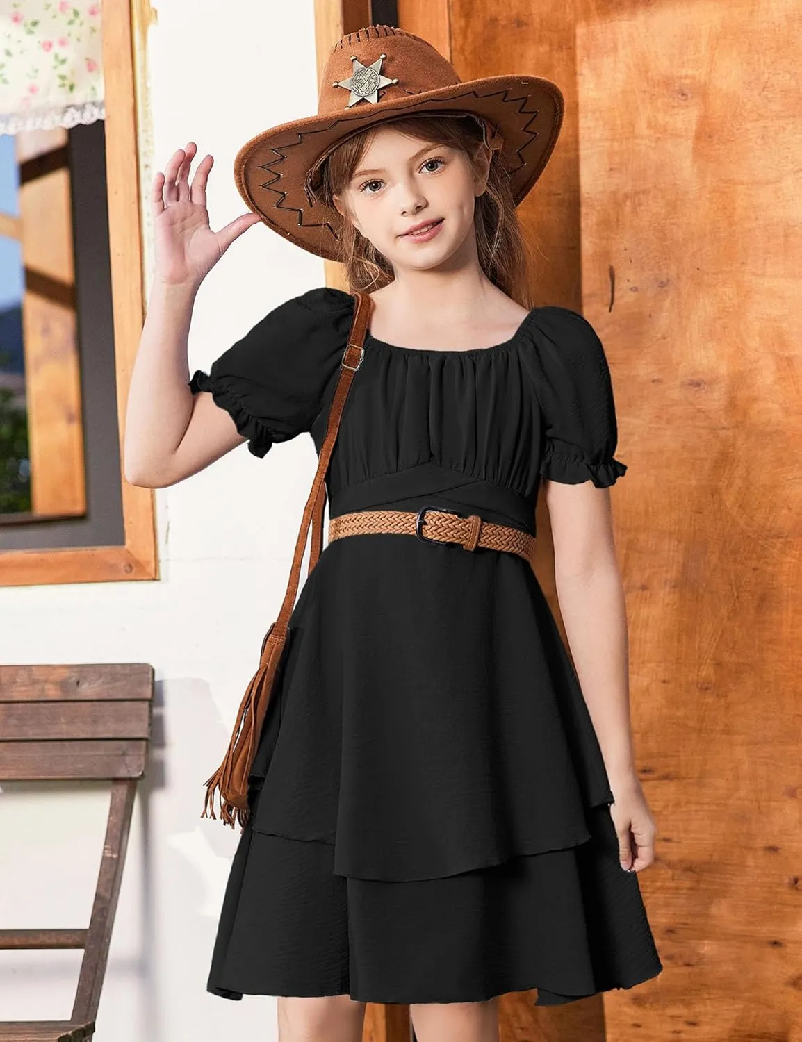 Arshiner Girls Dresses Summer Short Sleeve Off Shoulder Ruffle Tiered Layer Party Dress