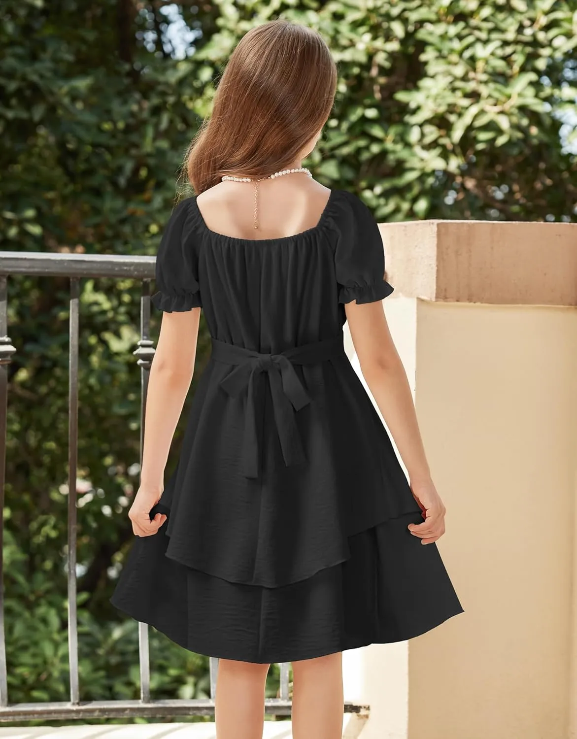 Arshiner Girls Dresses Summer Short Sleeve Off Shoulder Ruffle Tiered Layer Party Dress