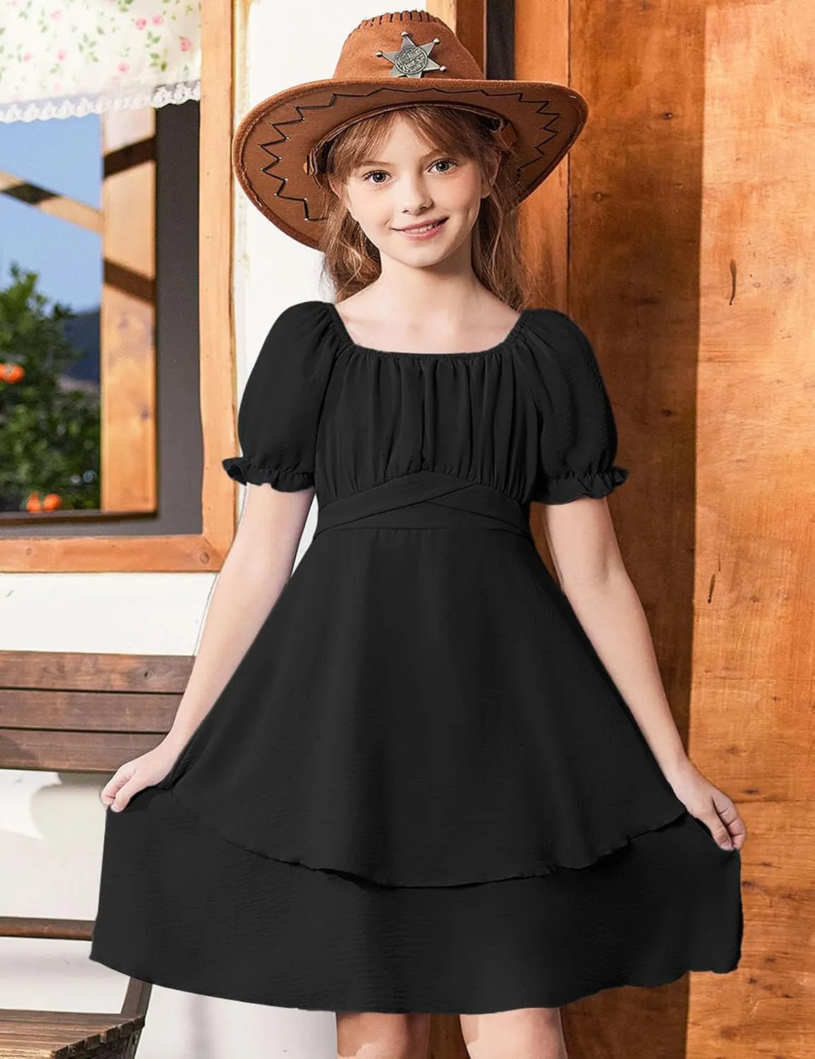Arshiner Girls Dresses Summer Short Sleeve Off Shoulder Ruffle Tiered Layer Party Dress