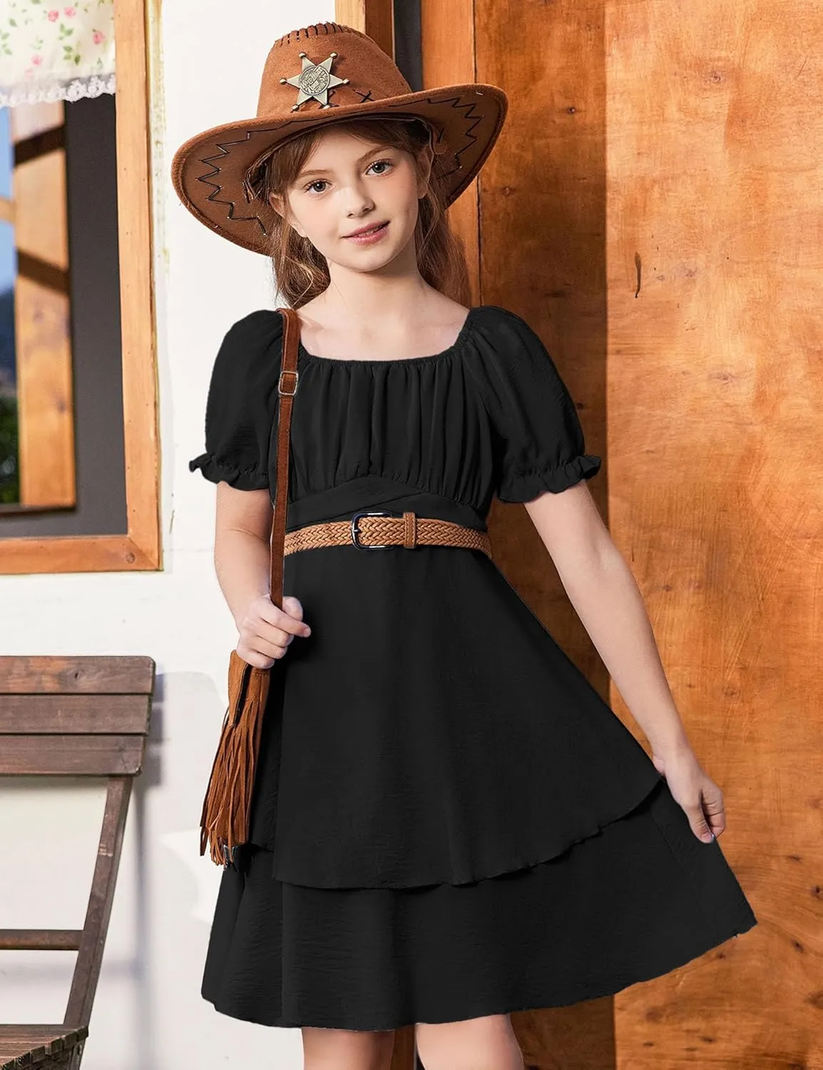 Arshiner Girls Dresses Summer Short Sleeve Off Shoulder Ruffle Tiered Layer Party Dress