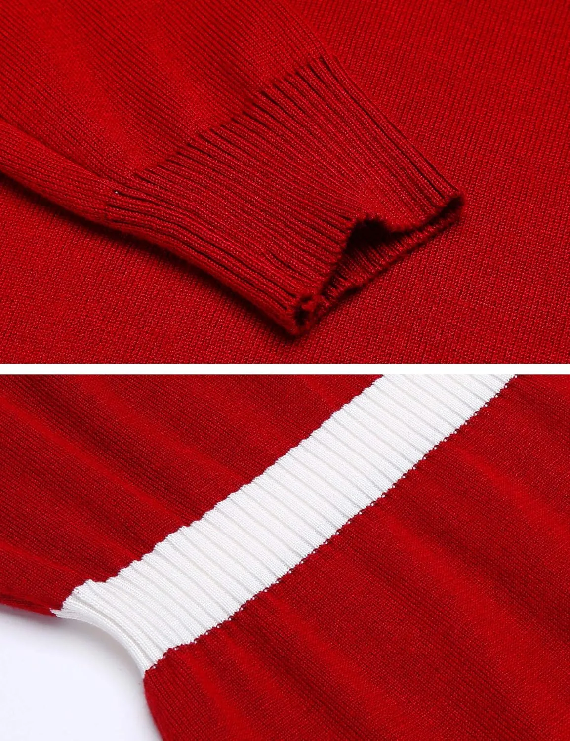 Beyove Women's Colorblock Striped Long Sleeve Cotton Knit Sweater Bodycon Dress XS-XXL
