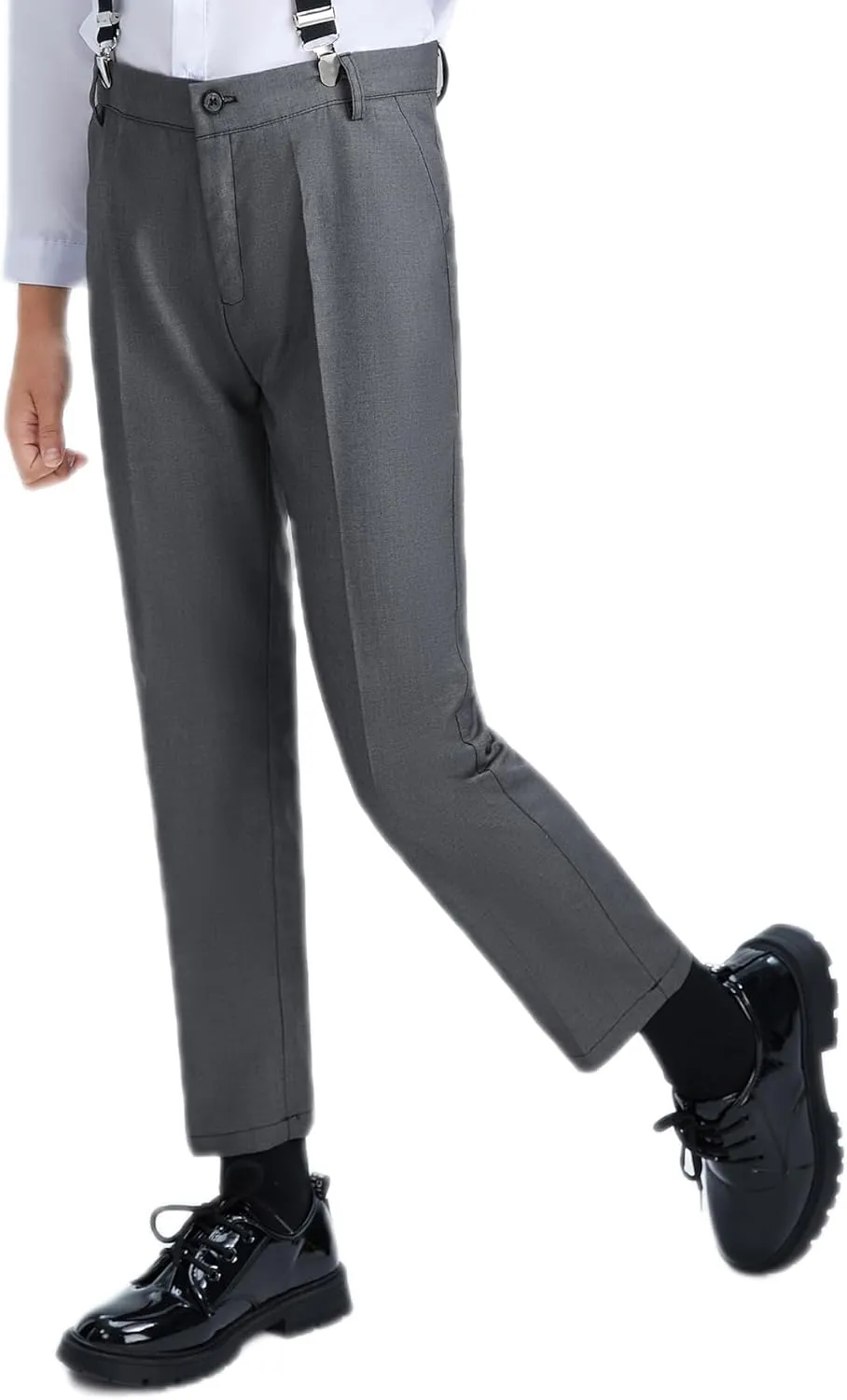 Boys Dress Pants Adjustable Waist Flat Front Casual Wear Slim Fit School Uniforms Pants