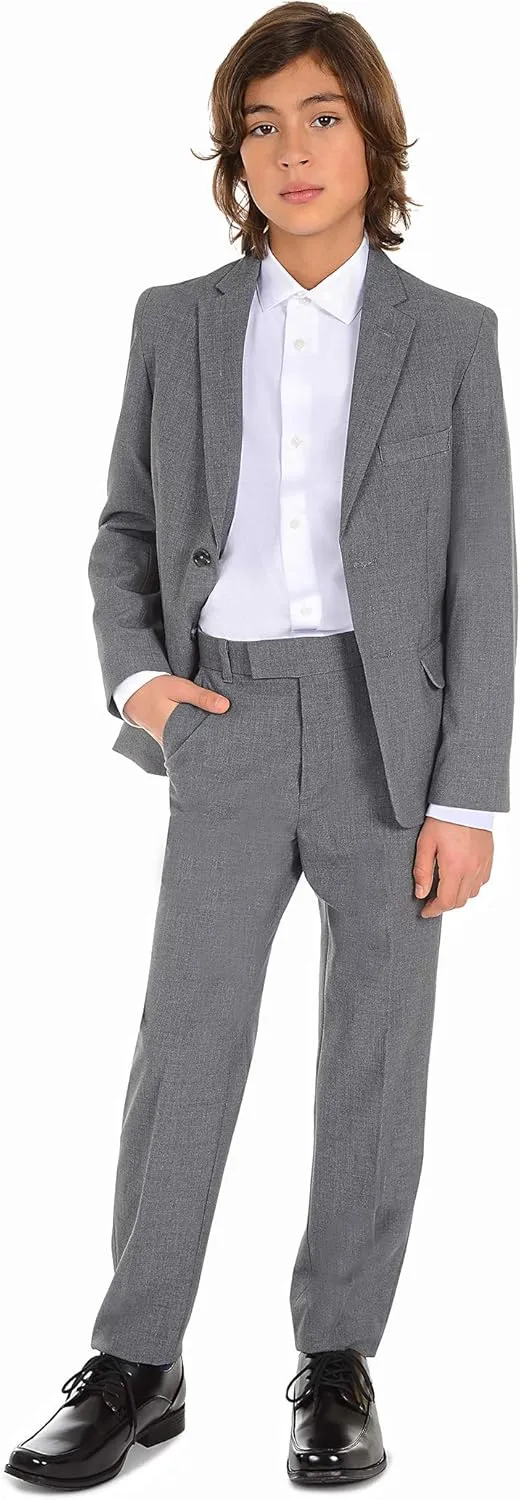 Calvin Klein Boys' Long Sleeve Buttoned Cuffs & Shirttail Hem Sateen Dress Shirt