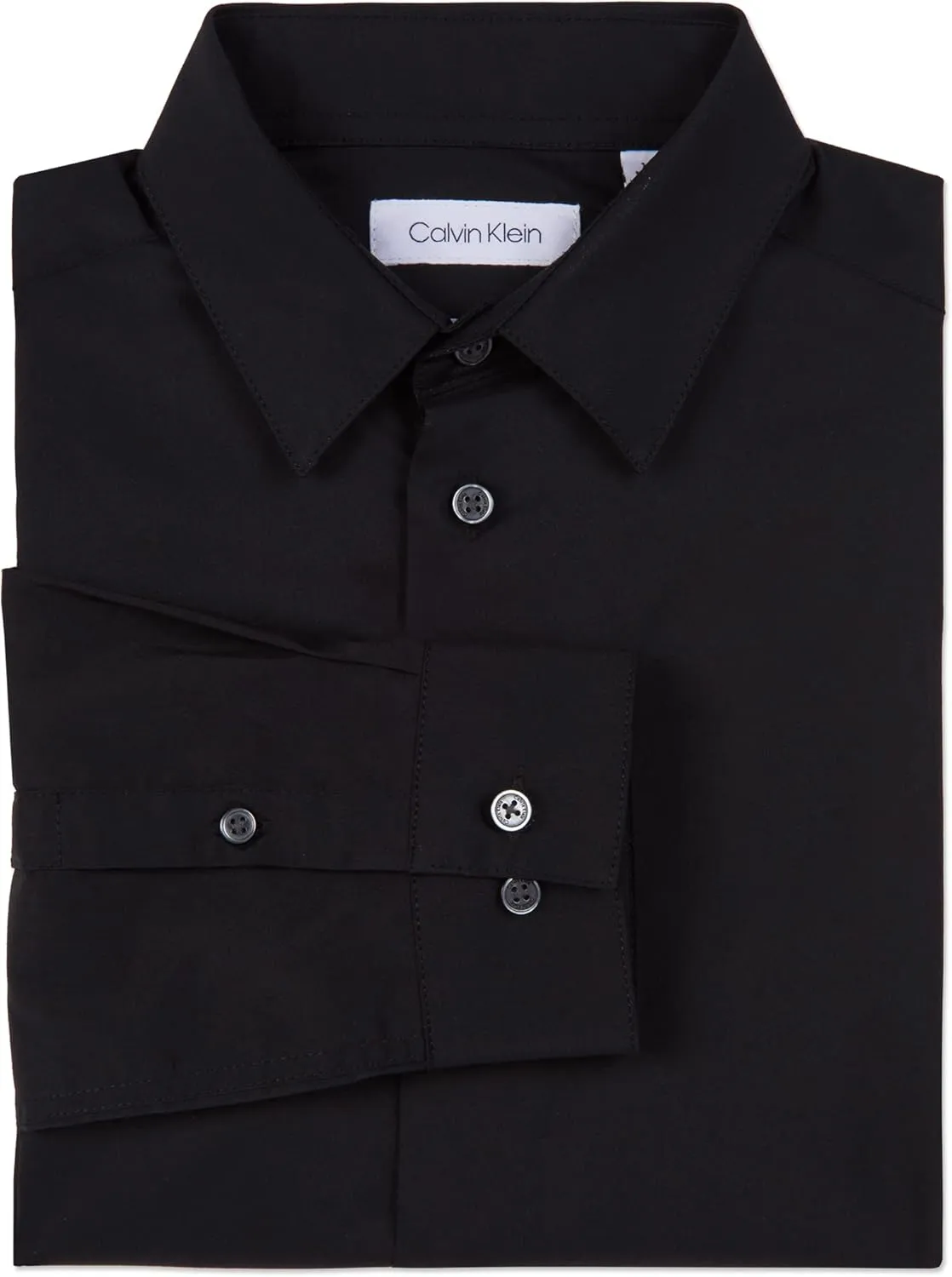 Calvin Klein Boys' Long Sleeve Slim Fit Dress Shirt, Button-Down Style with Cuffs & Shirttail Hem
