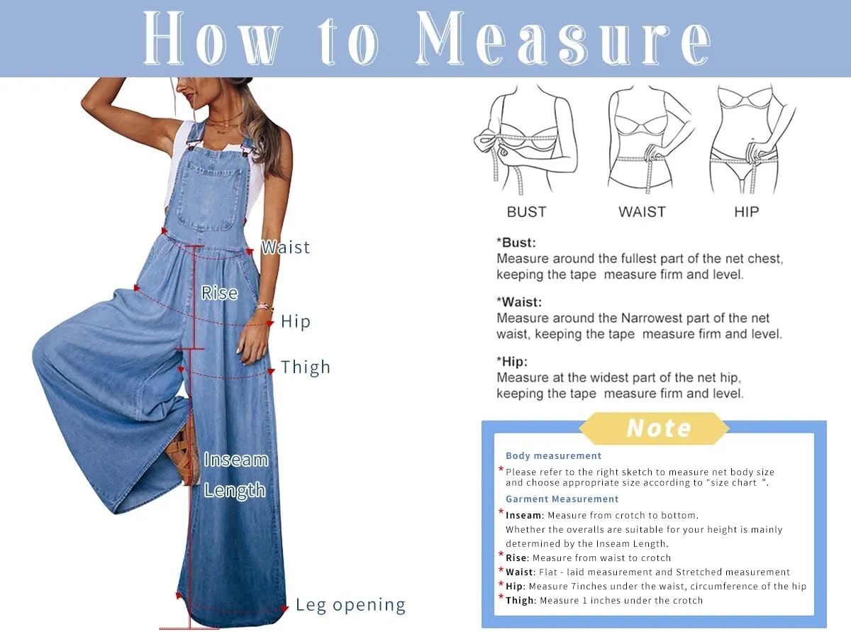 chouyatou Women's Loose Adjustable Strap Wide Leg Denim Bib Overall Jeans Pants
