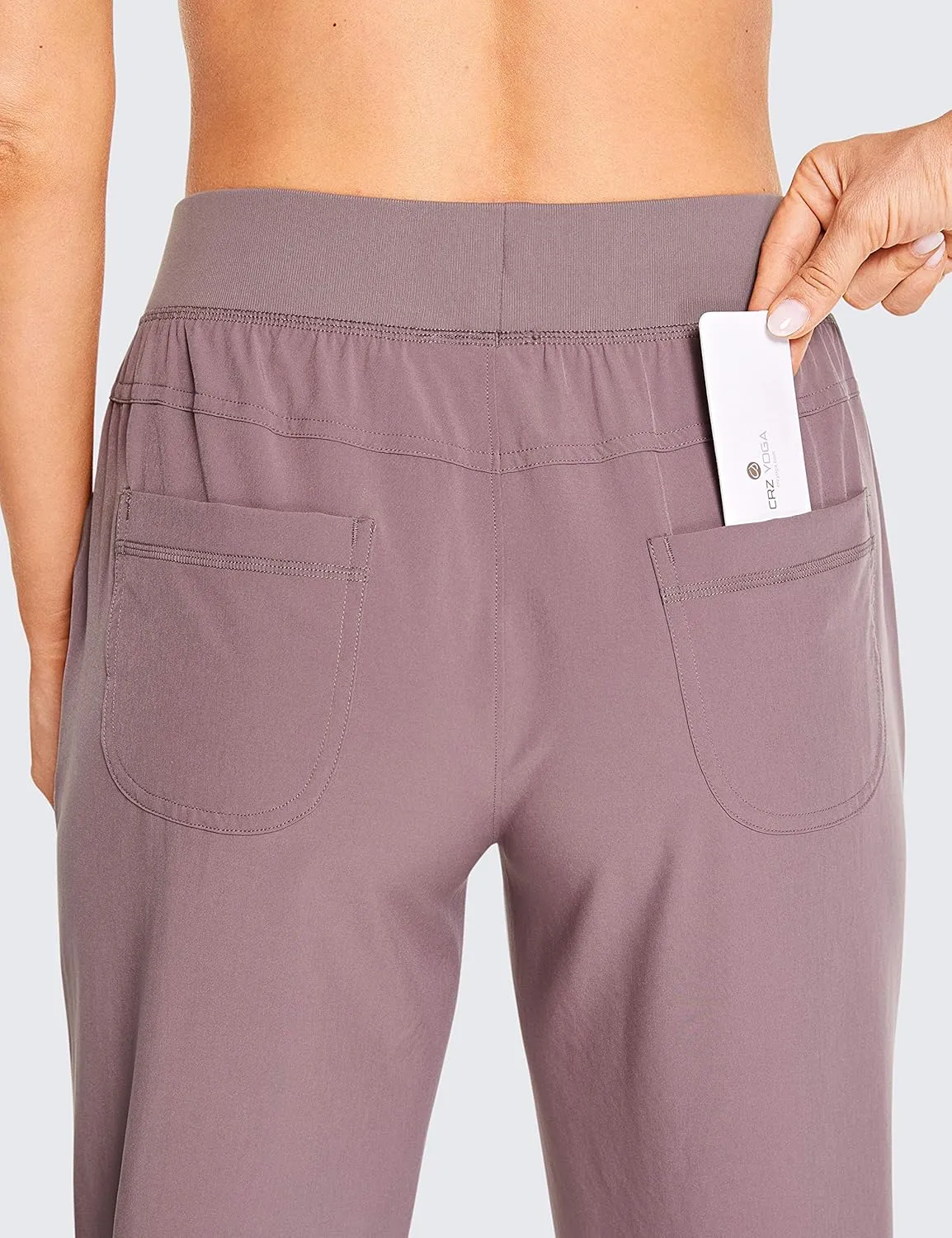 CRZ YOGA Women's Lightweight Workout Joggers 27.5" - Travel Casual Outdoor Running Athletic Track Hiking Pants with Pockets