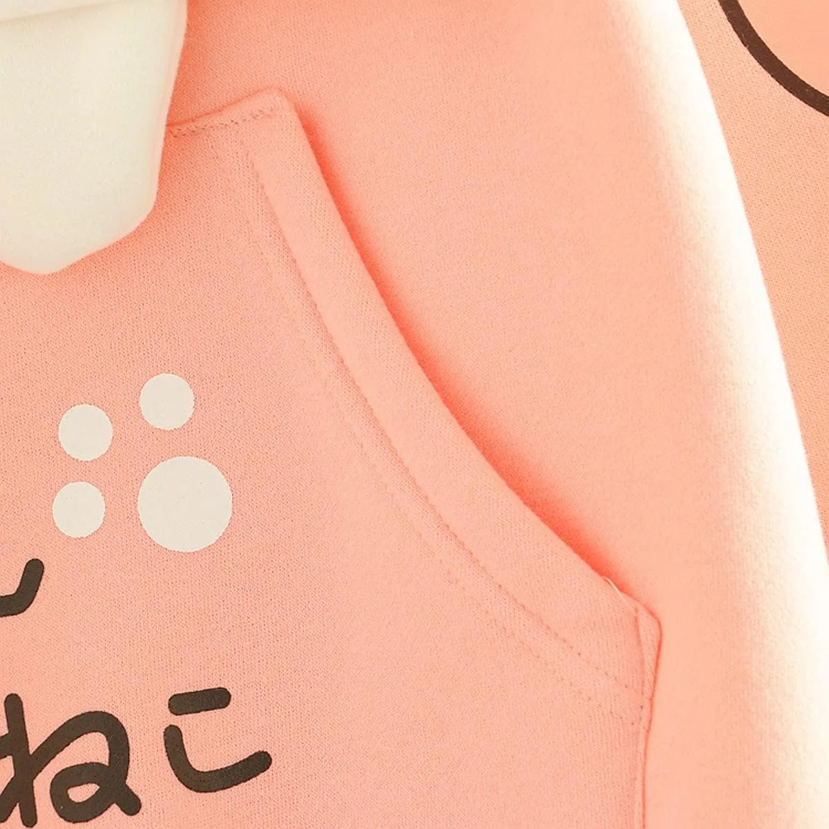Cute Cat Graphic Hoodies Pullover Teens Japanese Kawaii Anime Print Hooded Sweatshirt Fashion Tops
