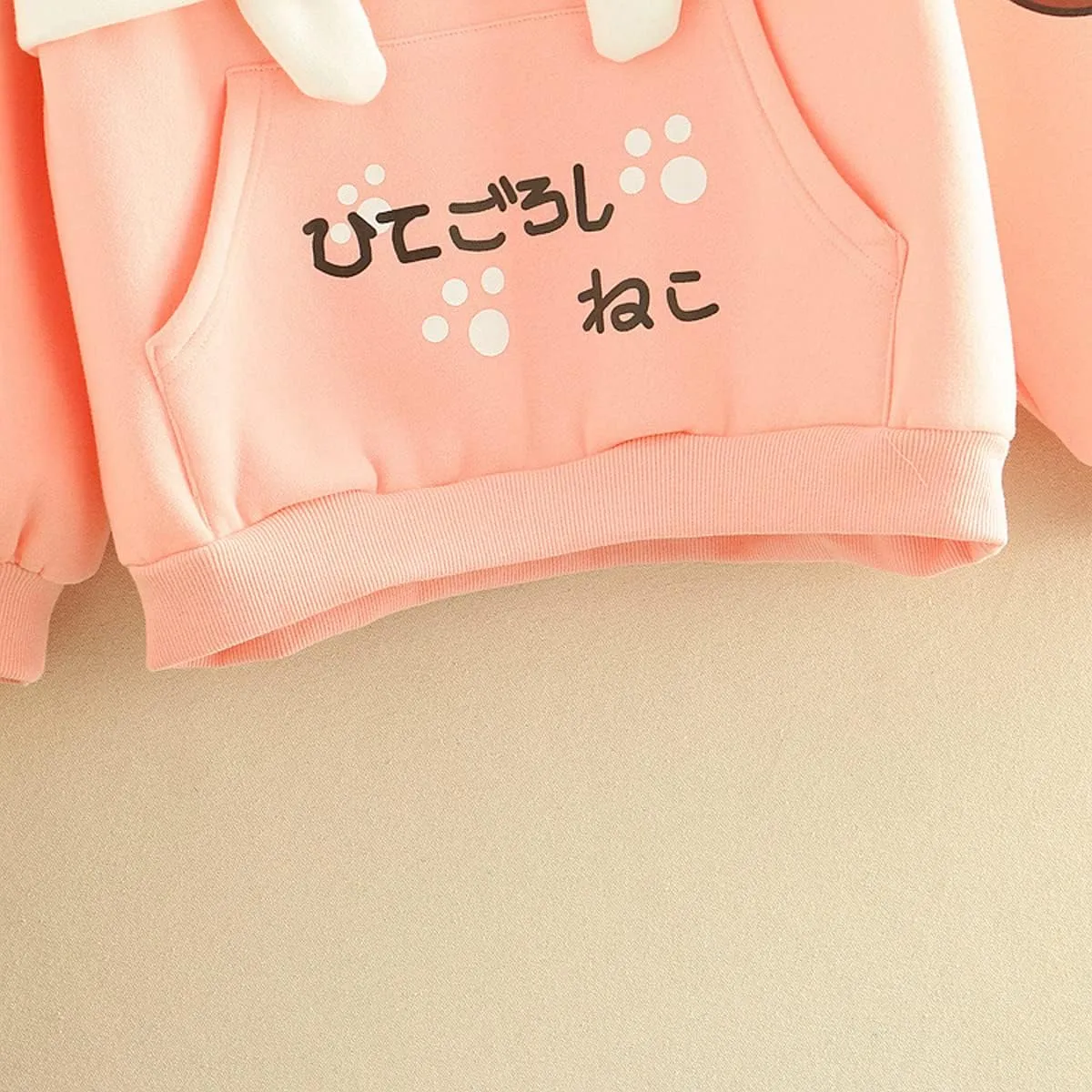 Cute Cat Graphic Hoodies Pullover Teens Japanese Kawaii Anime Print Hooded Sweatshirt Fashion Tops