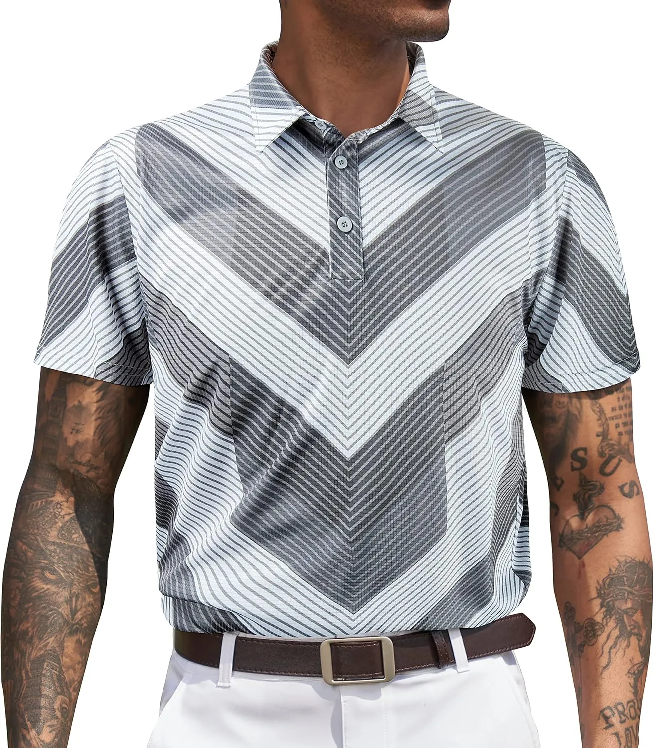 Derminpro Men's Fashion Collared Stretch Fit Casual Short Sleeve Quick Dry Golf Polo Shirts