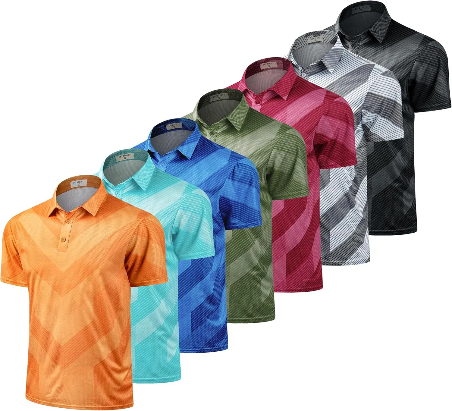 Derminpro Men's Fashion Collared Stretch Fit Casual Short Sleeve Quick Dry Golf Polo Shirts