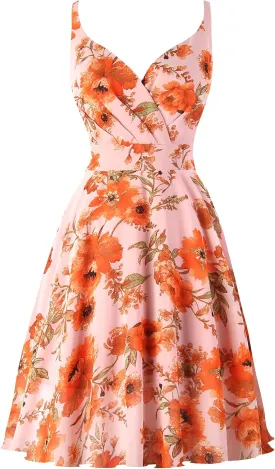 Dressever Summer Cocktail Dress V-Neck Adjustable Spaghetti Strap Chiffon Sundress