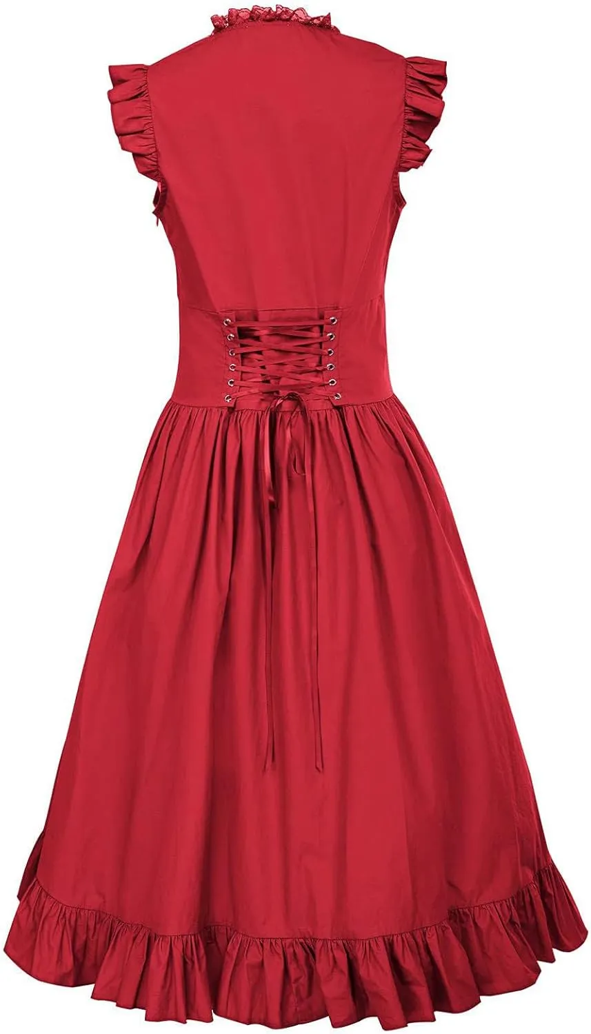 Elegant Dress for Women Lace Trim Sweetheart Neck Dresses Lace Up Back Drawstring Irregular High-Low Ruffle Hem Dress