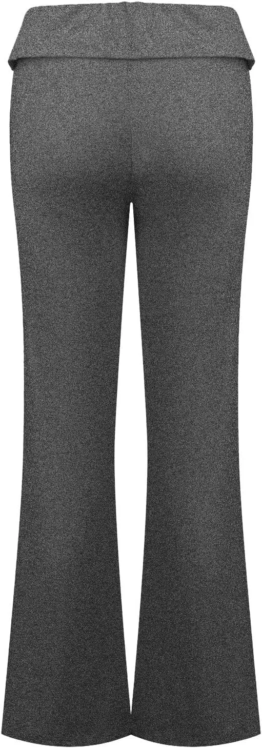 fanmpghleoo Flare Yoga Pants for Women Low Rise Foldover Flare Leggings Stretchy Fold Over Yoga Pants Gym Workout Leggings