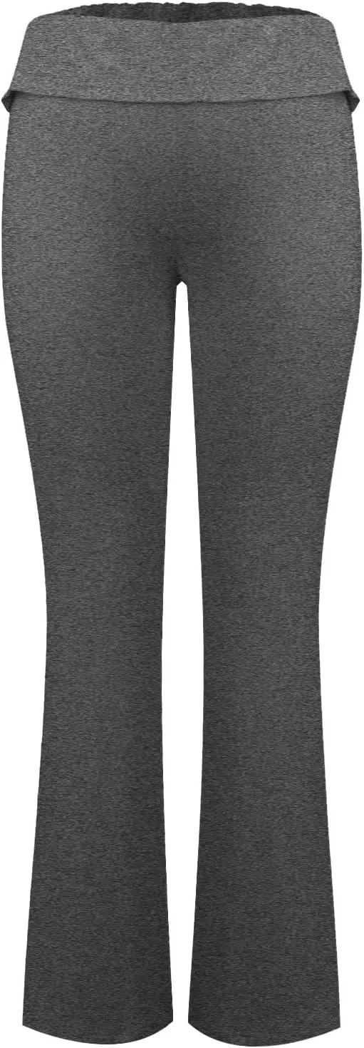 fanmpghleoo Flare Yoga Pants for Women Low Rise Foldover Flare Leggings Stretchy Fold Over Yoga Pants Gym Workout Leggings