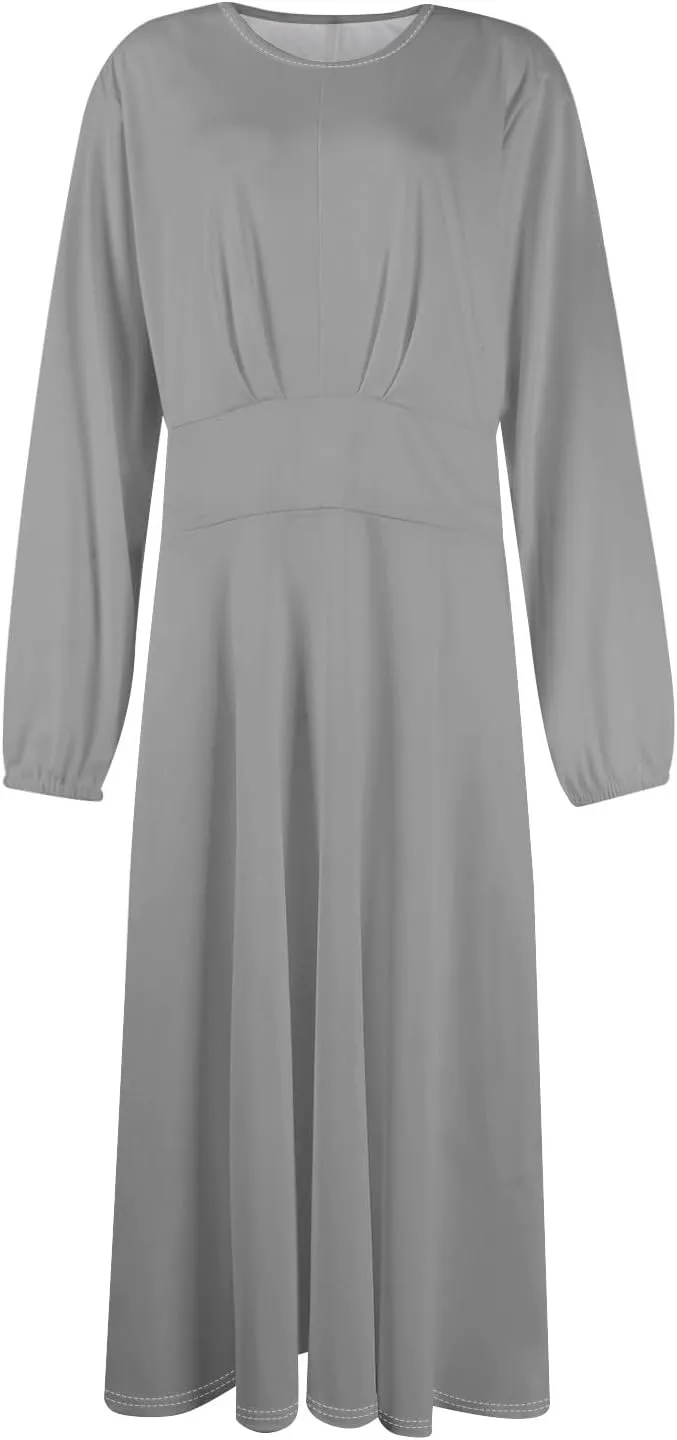 Formal Fall Winter Long Sleeve Wedding Guest Dresses for Women Floral Casual Trendy Smocked Flowy A Line Midi Dress