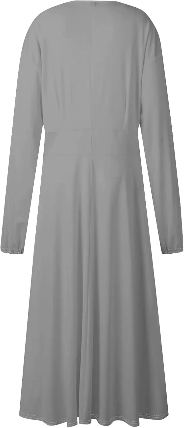 Formal Fall Winter Long Sleeve Wedding Guest Dresses for Women Floral Casual Trendy Smocked Flowy A Line Midi Dress
