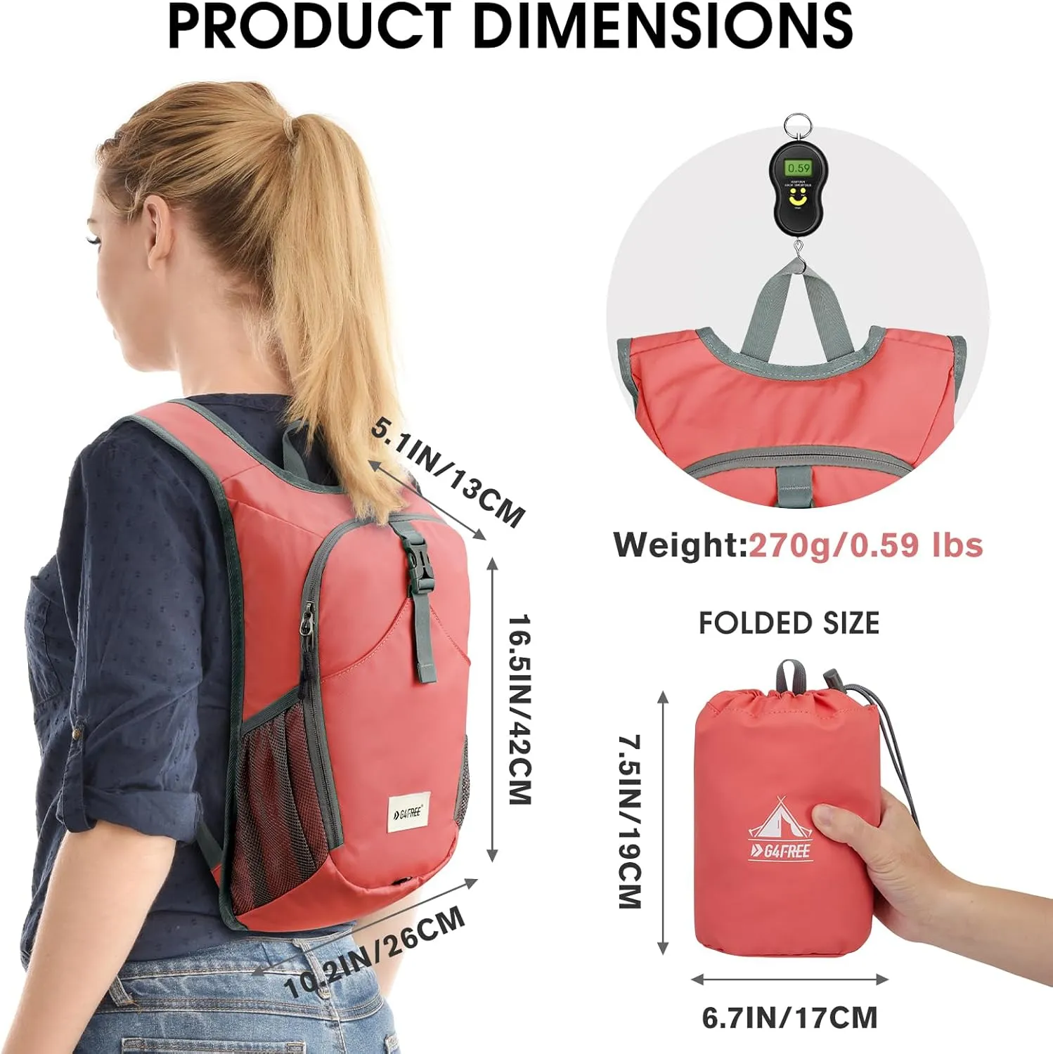 G4Free 10L Hiking Backpack, Lightweight Small Hiking Daypack Outdoor Travel Foldable Shoulder Bag