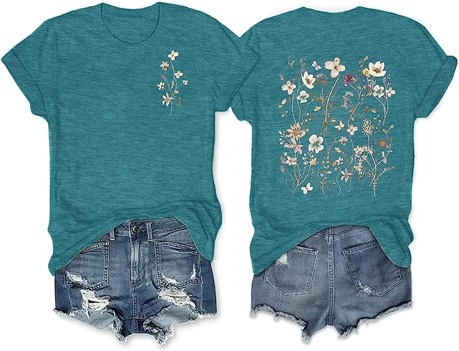 GEMLON Sunset Pine Tree Tshirt Women Camping Tshirt Retro Sun Print Graphic Tee Casual Short Sleeve Top