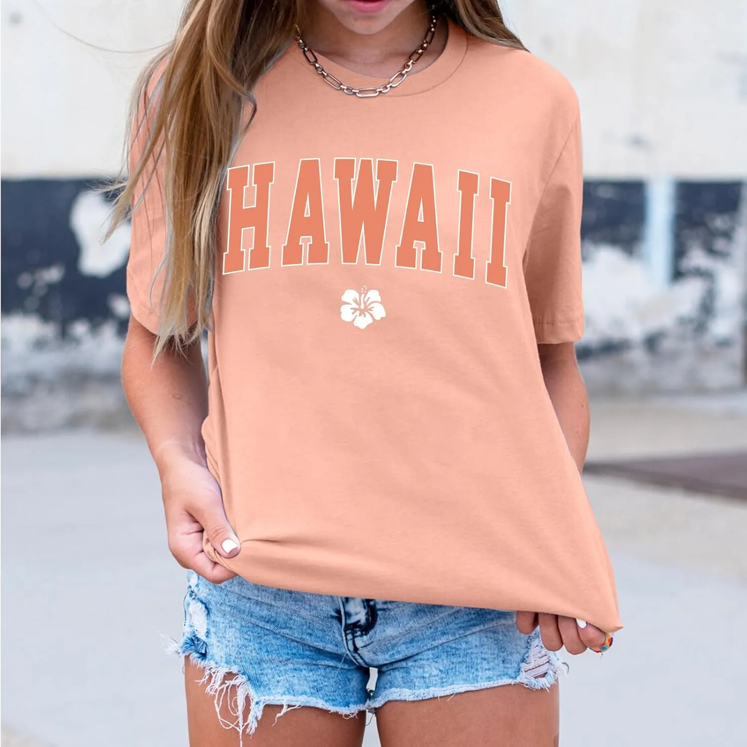 Hawaiian Shirts for Women Oversized Hawaii Graphic Tees for Teen Girls Preppy Aesthetic Shirts Beach T Shirts Tops