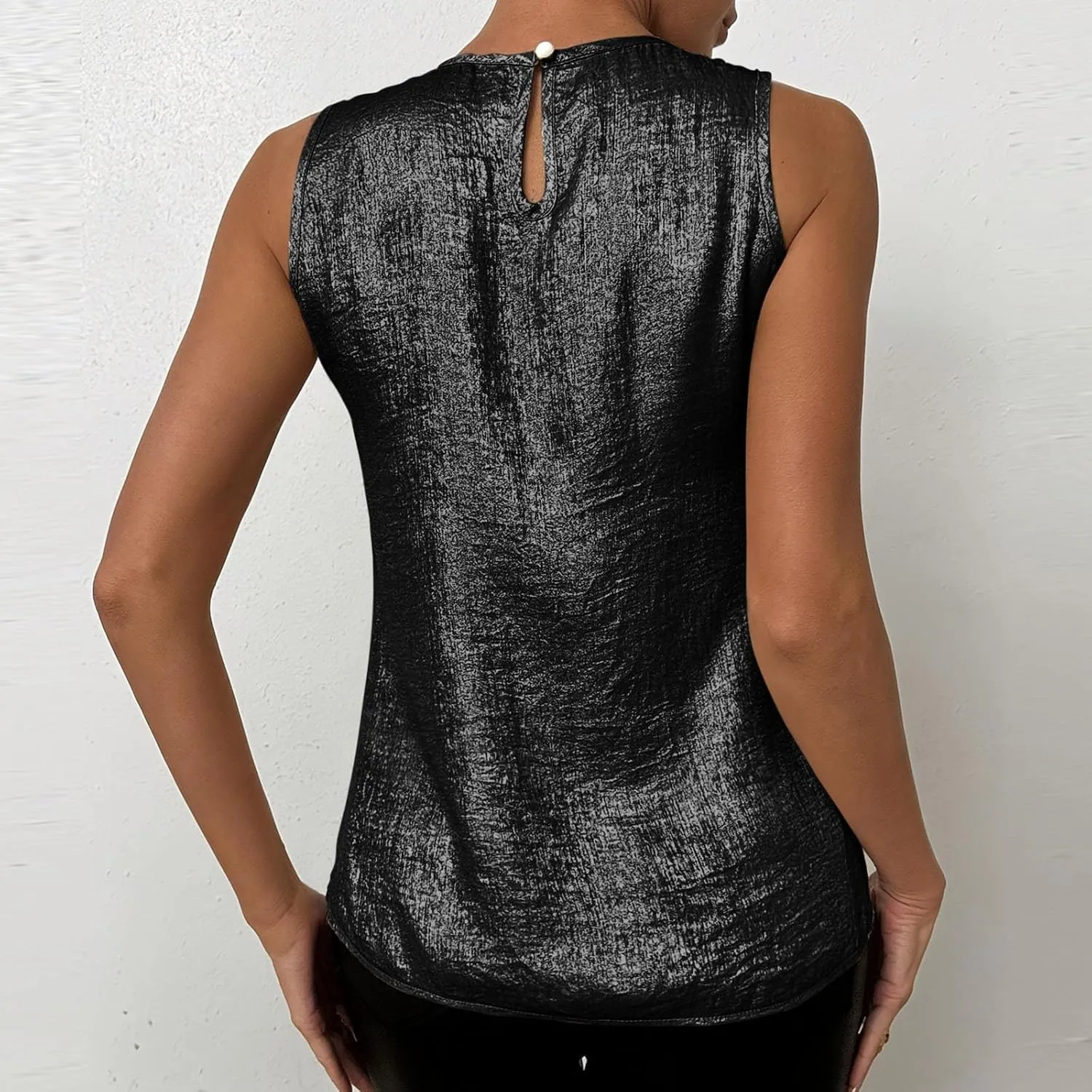 HGps8w Women's Shimmer Velvet Tank Tops Dressy Crew Neck Seeveless Cute Sparkle Glitter Party Disco Tee Shirts