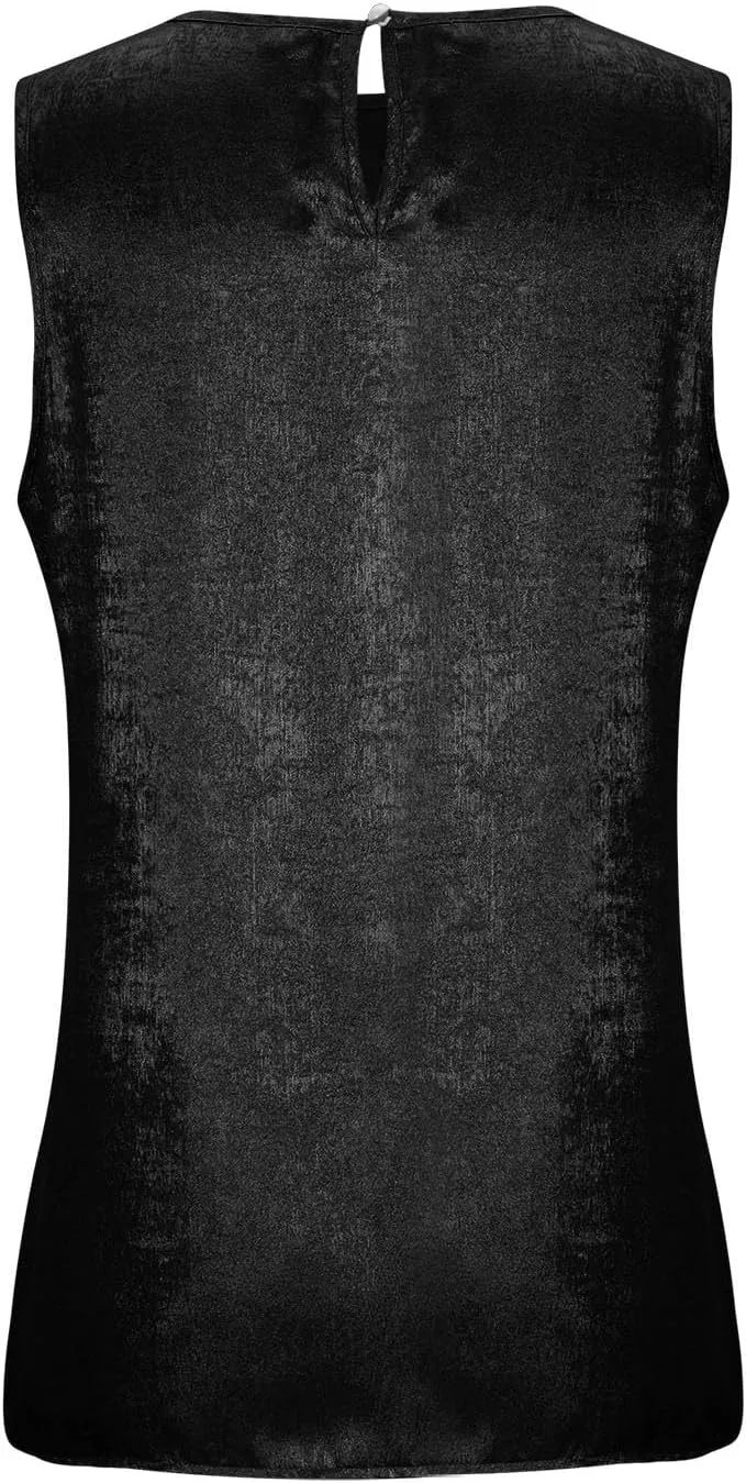 HGps8w Women's Shimmer Velvet Tank Tops Dressy Crew Neck Seeveless Cute Sparkle Glitter Party Disco Tee Shirts