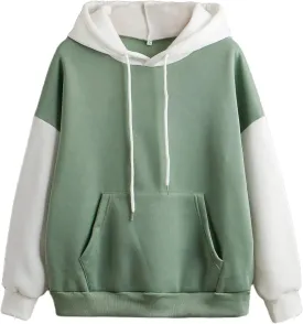 Hilinker Women's Cute Color Block Hoodie Casual Long sleeve Pullover Sweatshirt