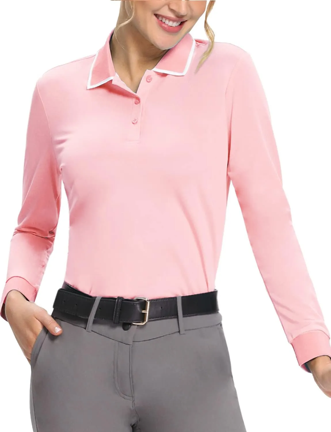 Hiverlay Women Golf Shirts Polo Shirts for Women UPF 50  Lightweight Quick-Dry Collared Tennis Daily Shirts Work Tops