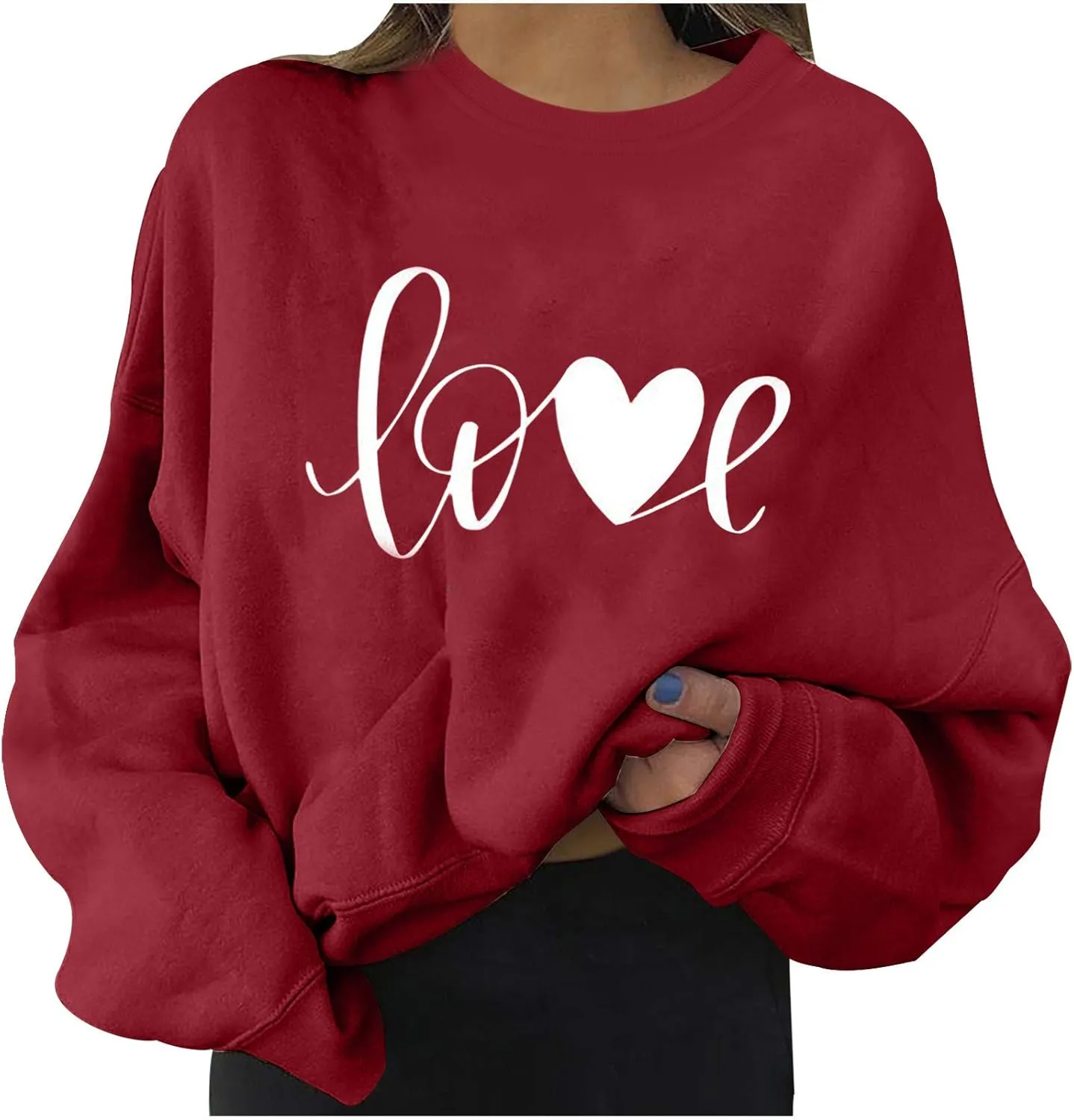 Hoodies for Teen Girls 14-16 Aesthetic Fashion Women's Warm Sweatshirt Casual Long Sleeve O Neck Soft Love