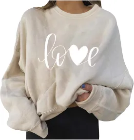 Hoodies for Teen Girls 14-16 Aesthetic Fashion Women's Warm Sweatshirt Casual Long Sleeve O Neck Soft Love