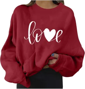 Hoodies for Teen Girls 14-16 Aesthetic Fashion Women's Warm Sweatshirt Casual Long Sleeve O Neck Soft Love