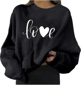 Hoodies for Teen Girls 14-16 Aesthetic Fashion Women's Warm Sweatshirt Casual Long Sleeve O Neck Soft Love