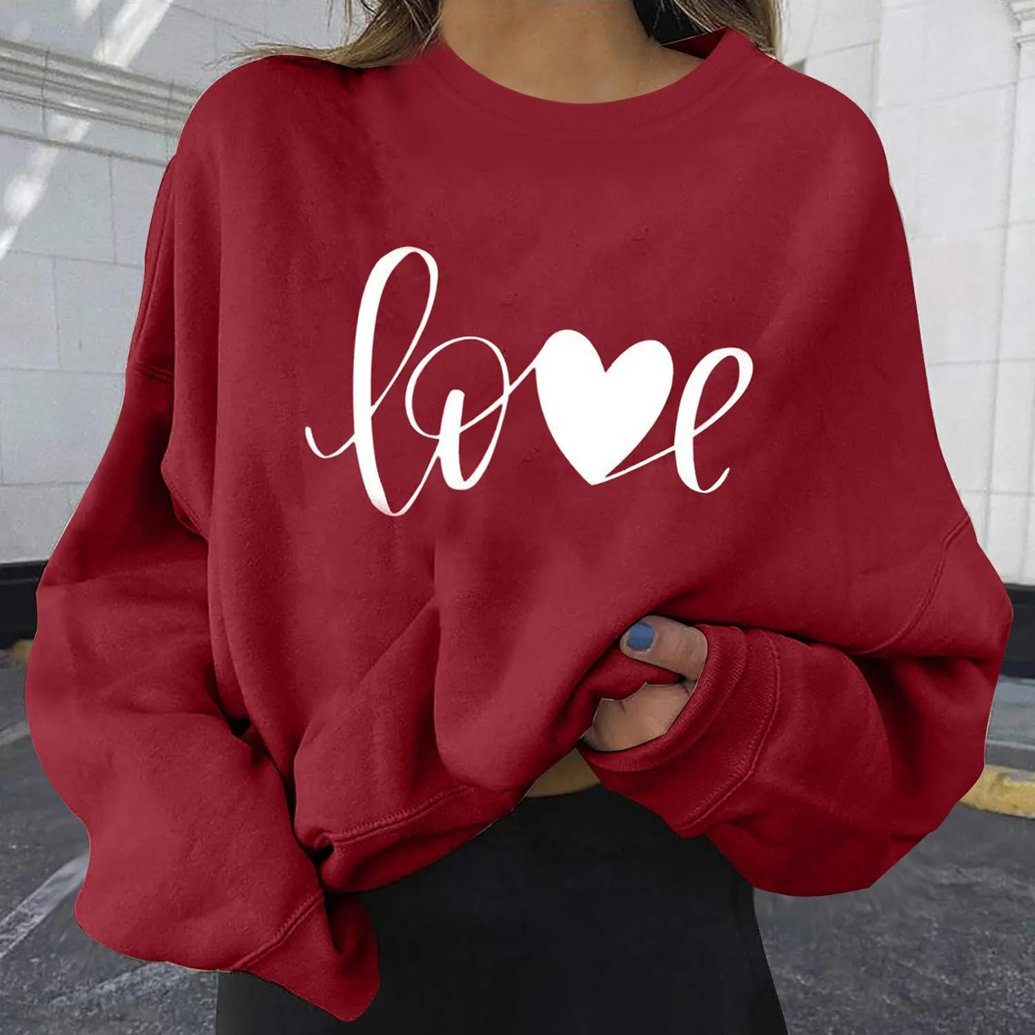 Hoodies for Teen Girls 14-16 Aesthetic Fashion Women's Warm Sweatshirt Casual Long Sleeve O Neck Soft Love