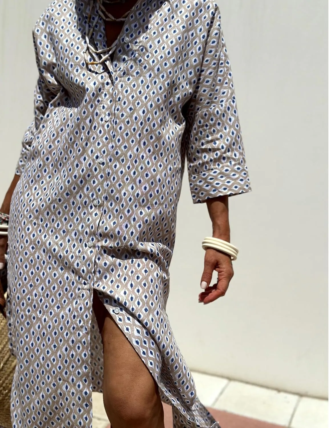 Hooever Shirt Dresses for Women Casual Long Sleeve Button Down Loose Striped Cotton Maxi Shirt Dress