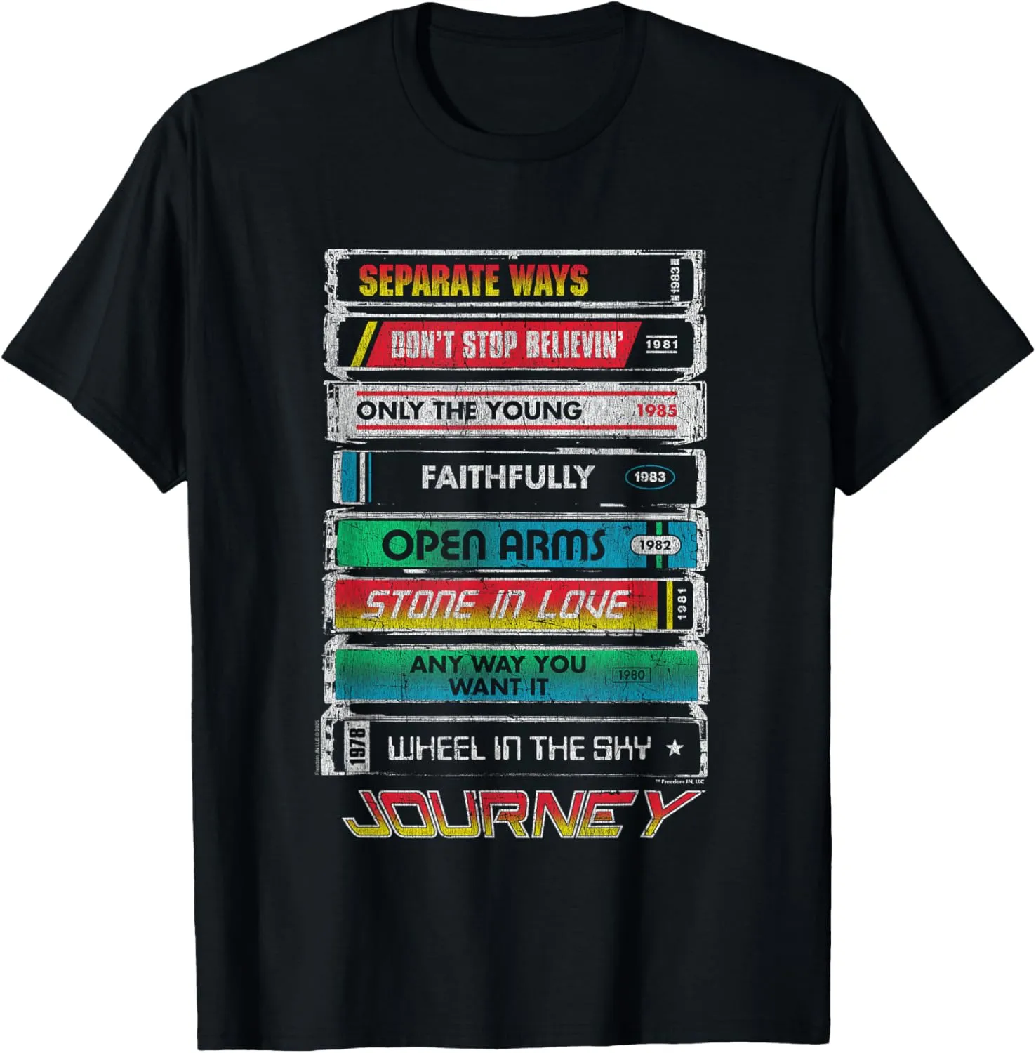 Journey Iconic Tape Deck Hits Retro Vintage Chest Poster T-Shirt