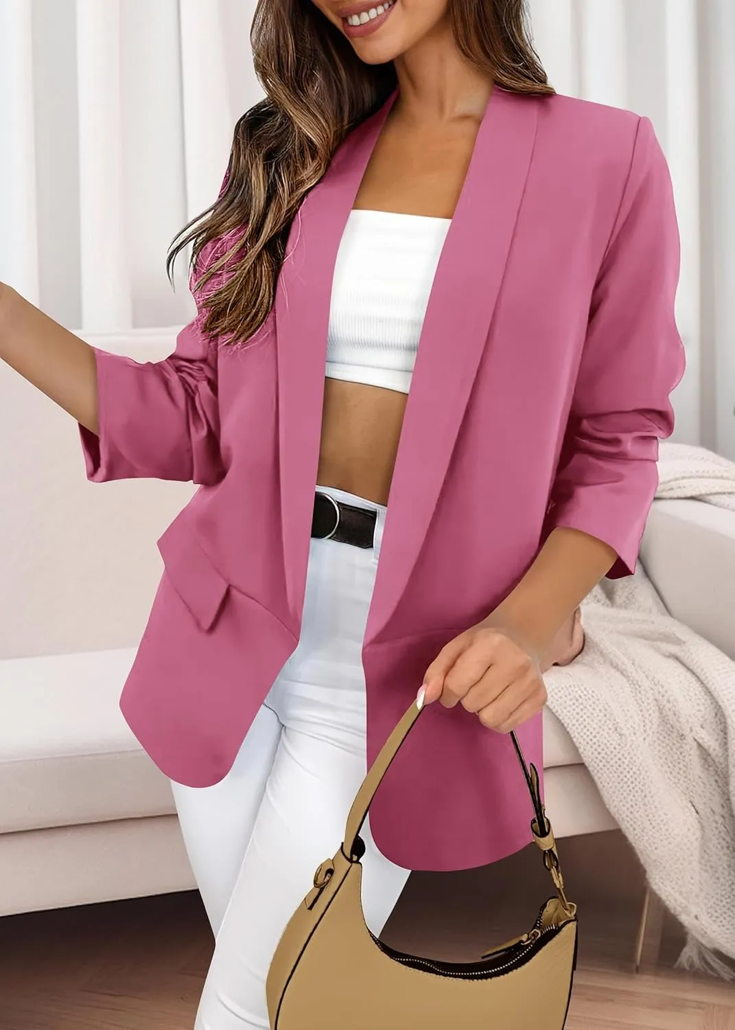 KIRUNDO Blazers for Women Oversized Business Casual Long Sleeve Open Front Work Office Suit Jackets Trendy Clothes