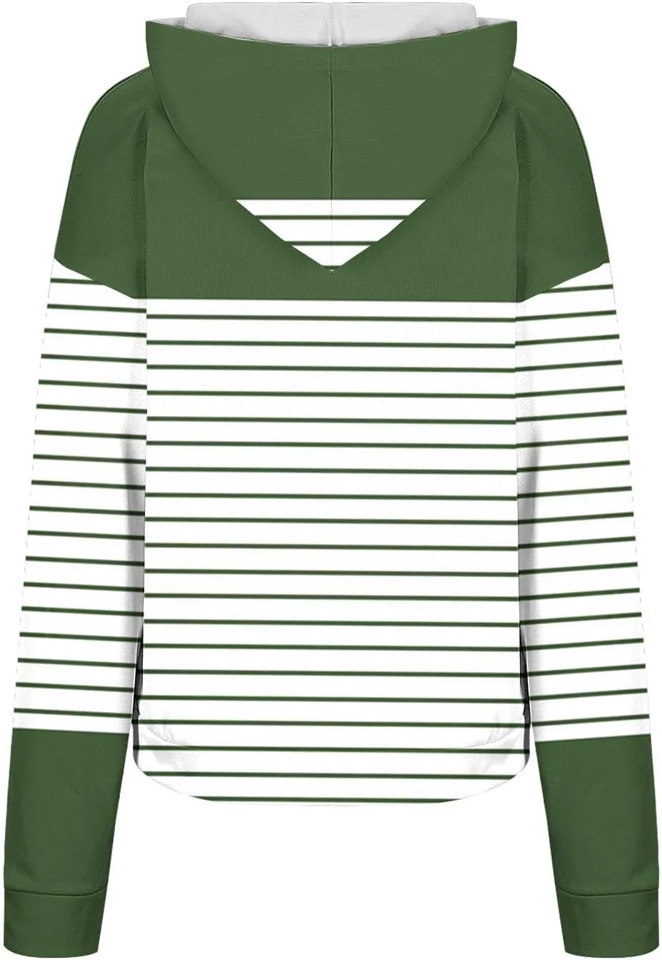 Ladies Stripes Hoodie Women Color Block Hoody Shirt Sweatshirt V Neck Sweater Top with Buttons Long Sleeve Pullover
