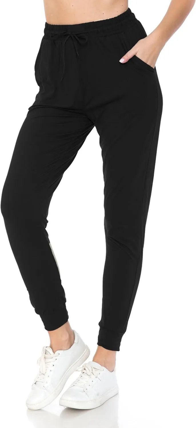 Leggings Depot Women's Jogger Track Cuff Sweatpants with Pockets for Yoga, Workout