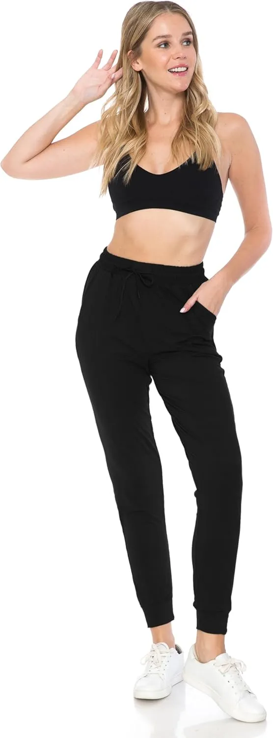 Leggings Depot Women's Jogger Track Cuff Sweatpants with Pockets for Yoga, Workout