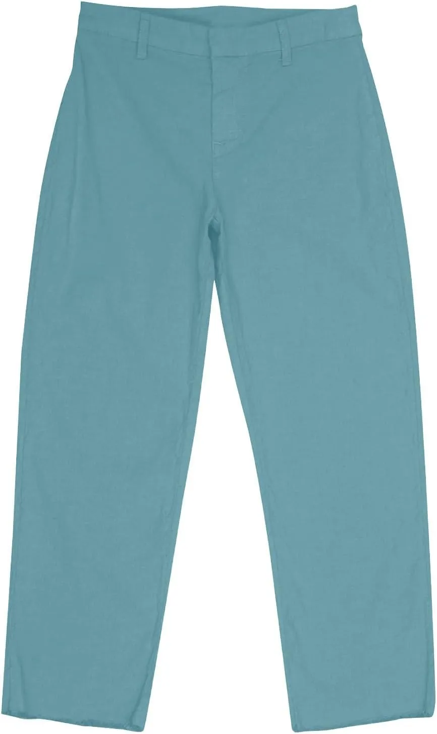 Linen Capris for Women High Waisted Fashion Business Dressy Pants Plus Size Straight Leg Zipper Fly Casual Summer Trousers