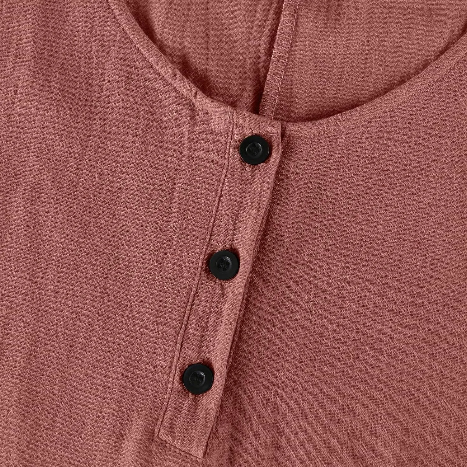 Linen Cotton Beach Dress for Women 2025 Summer Button Shirt Dress Casual Round Neck Dressy Trendy Long Dresses