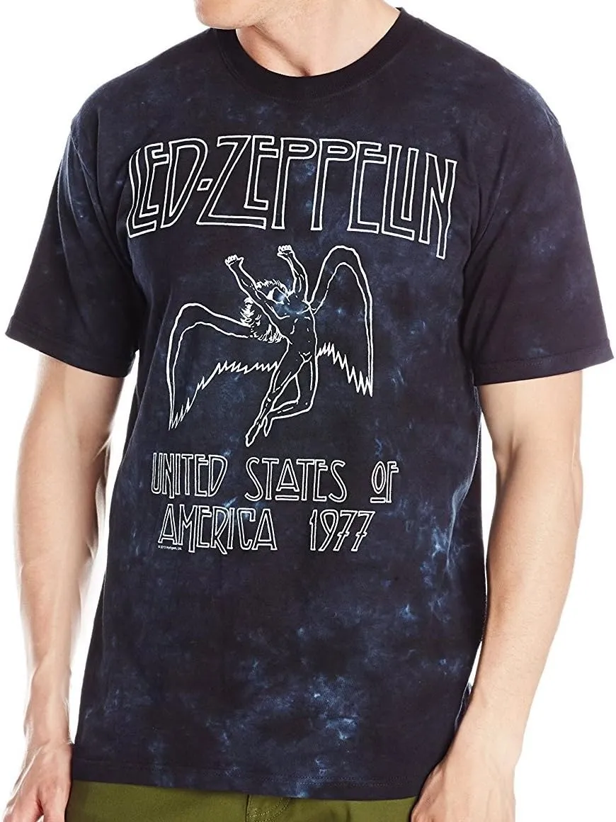 Liquid Blue Men's Led Zeppelin USA Tour 77 Tie Dye Short Sleeve T-Shirt