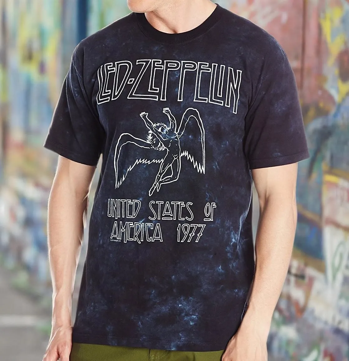 Liquid Blue Men's Led Zeppelin USA Tour 77 Tie Dye Short Sleeve T-Shirt