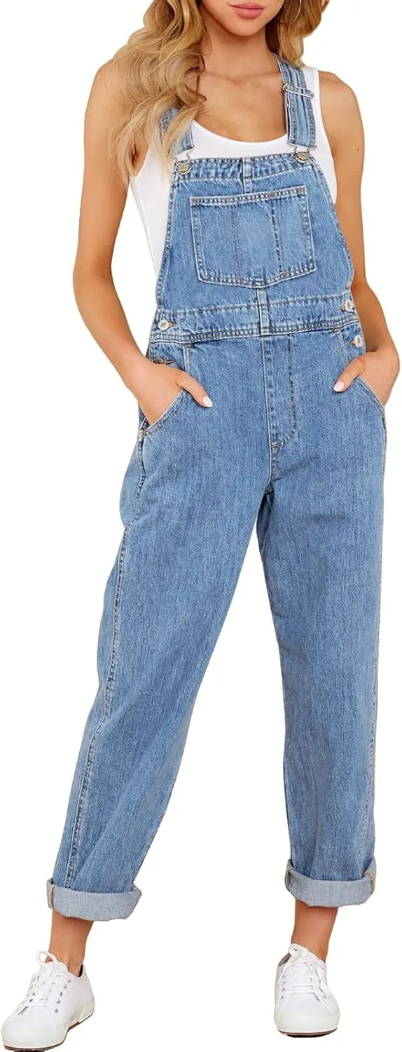 LookbookStore Women's Casual Stretch Denim Bib Overalls Pants Pocketed Jeans Jumpsuits