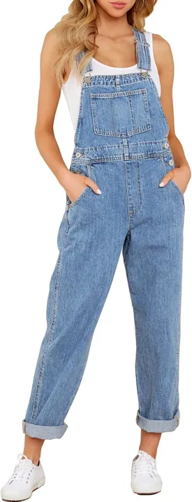 LookbookStore Women's Casual Stretch Denim Bib Overalls Pants Pocketed Jeans Jumpsuits