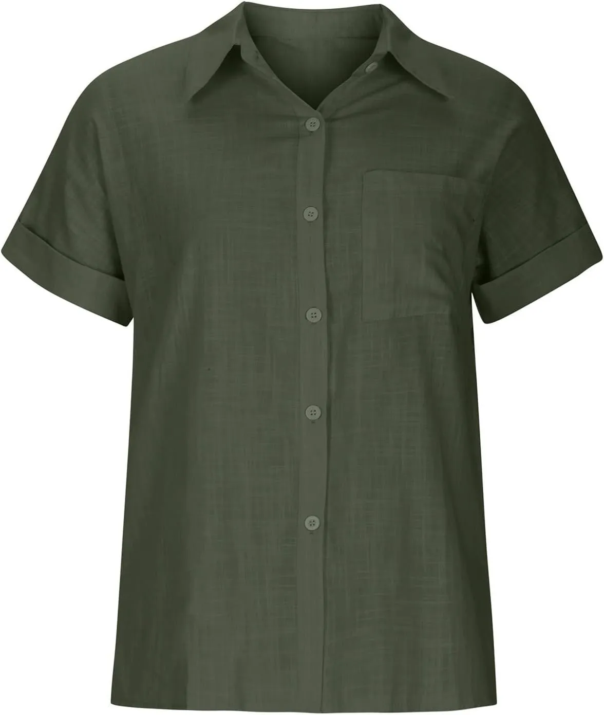 LRMQS Linen Shirts for Women Short Sleeve Summer 2024 Button Down Shirt Blouse Collared Casual Trendy Loose Tops Clothing