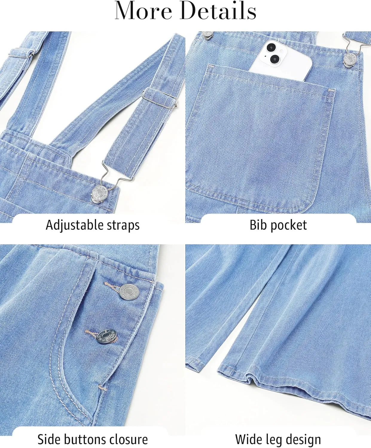 luvamia Denim Overalls for Women Wide Leg One Piece Jean Jumpsuits Fashion Baggy Bib Overall Loose Fit Pleated Pockets
