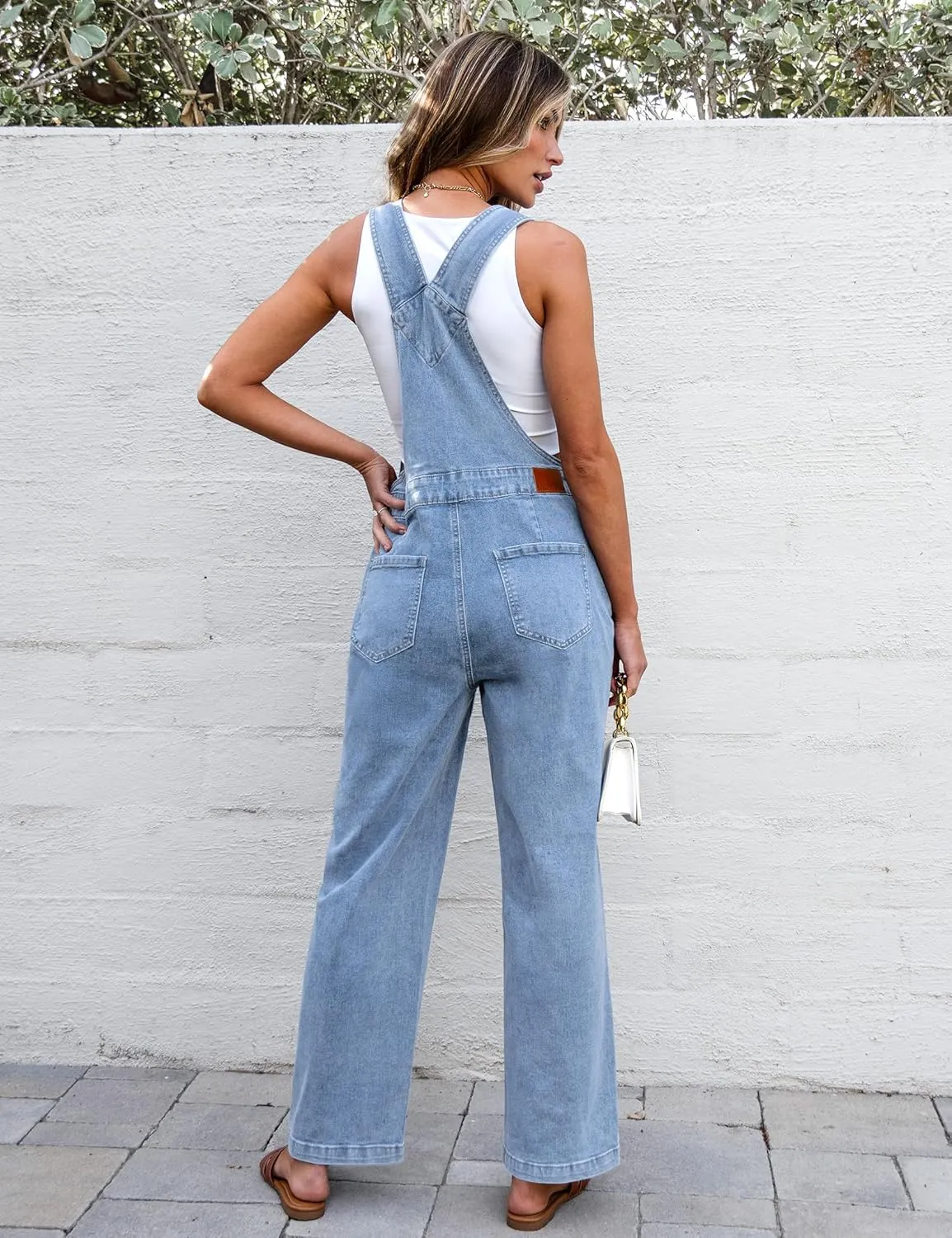 luvamia Jean Overalls for Women Straight Leg Baggy Stretchy Denim Bib Adjustable Strap Casual Overall Jumpsuit Loose Fit